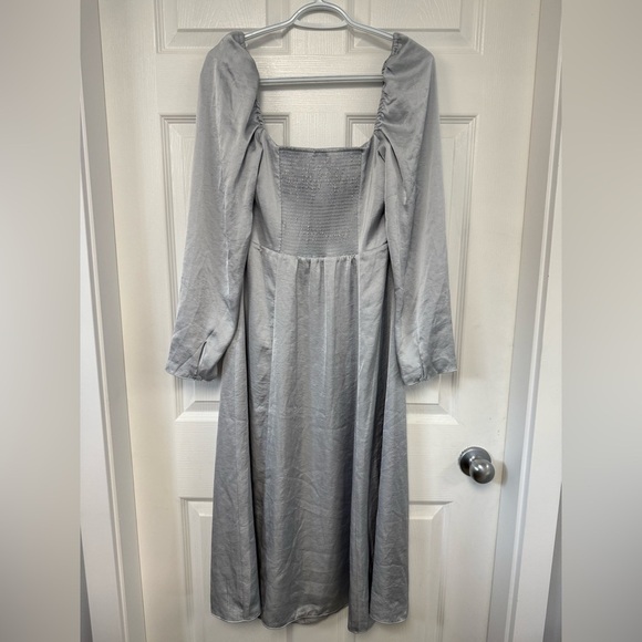 Wilfred Bridgerton Satin Dress Sterling Blue Size 10 Aritzia #106194 - Picture 9 of 12